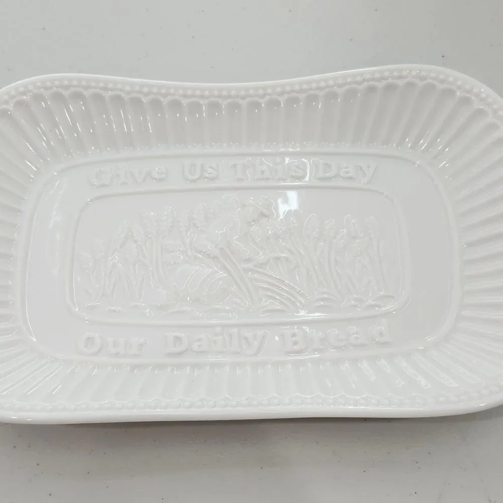Porcelain Bread Tray with Silver Finish Serving Rack
